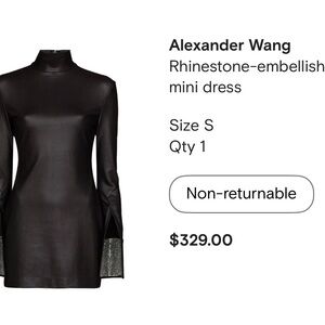 Alexander Wang Black Bodycon Dress with Bell Sleeves